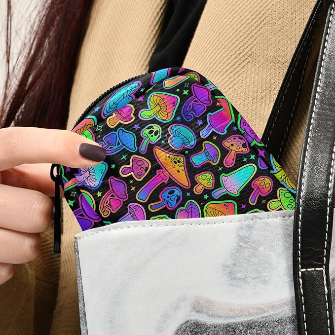 Pill Box Mushroom Colorful 7 Day Pill Case Travel Pill Organizer Bag with Zipper Portable Weekly Vitamin Medicine Supplement Holder Pouch Bag