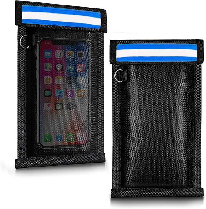 Faraday Bags for Phones and Car Keys (2 Pack), Military Grade Signal Blocking Bag Blocks 5G, WiFi, GPS, RFID & Bluetooth, Anti-Theft Protection for Phones & Digital Privacy