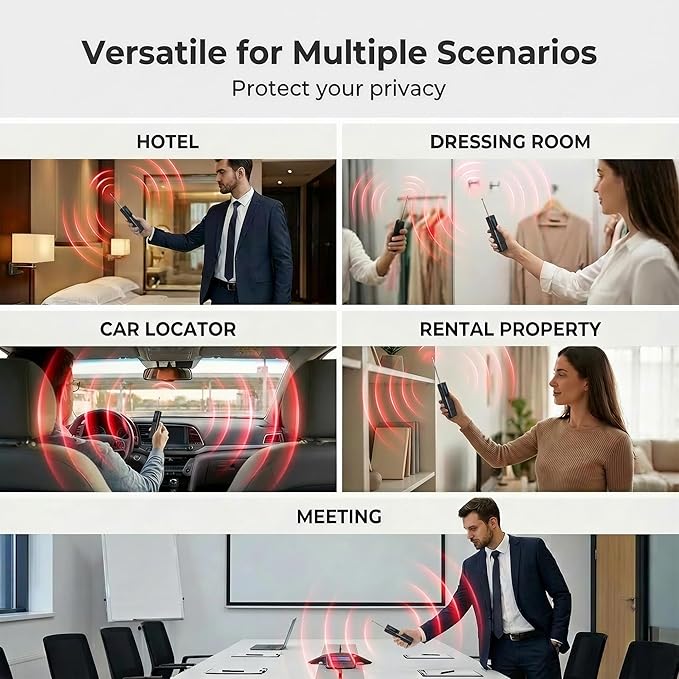 Hidden Camera Detectors，GPS Tracker Detector，Anti-Spy Detector,Listening Device Detector，Bug Detector for Travel, Hotel, Home, Car, Office