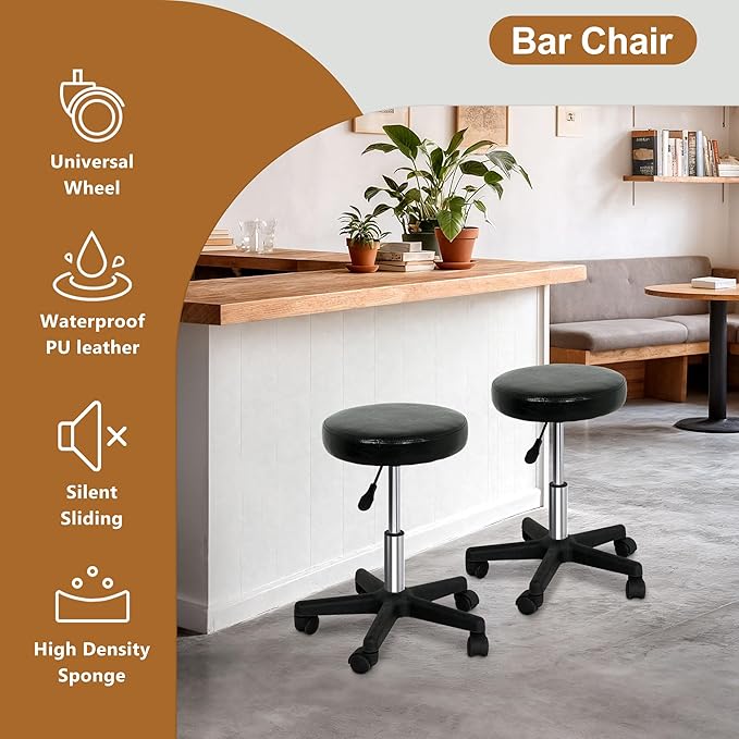 LEMY Hydraulic Salon Rolling Stool Tattoo Massage Facial Spa Adjustable Stool Chair