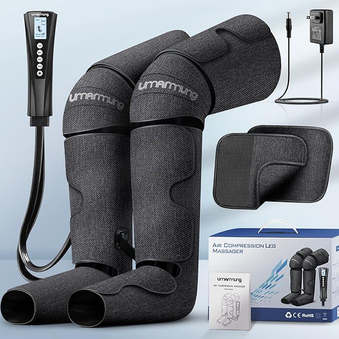 UMARMUNG Mothers Day Gifts for Mom, Wife, Women, Men, Dad, Fathers Day, Christmas, Birthday, Air Compression Massager with Heat for Foot, Leg, Knee, Works for Muscle Fatigue, Cramps, Swelling, Edema