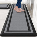 KitchenClouds [2 PCS] Kitchen Rugs Cushioned Anti-Fatigue Kitchen Mats for Floor Waterproof Kitchen Rug Set Non-Slip Comfort Standing Mat for Office, Sink, Laundry 20"×30"+20"×60",Black