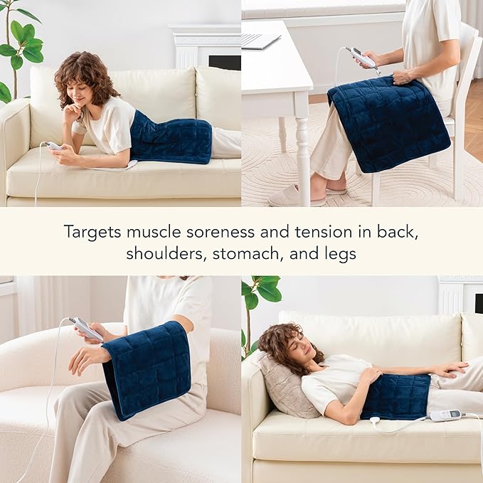 Berkshire Blanket Weighted Heating Pad - 12"x24" Electric Heat Wrap with 10 Heat Settings & Auto Shut Off - Soothing Heat Wrap for Back, Neck, Shoulders, Legs, Abdomen - Machine Washable & Portable