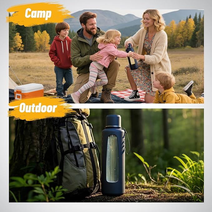 67oz Half Gallon Water Bottle,Anti-Scalding and Anti-Slip Big Water Bottle,Tea and Water Separation Independent Compartment,Water Jug for Men,Suitable for Gym, Climbing, Camping