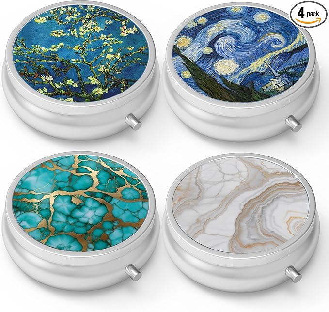 Pill Box 3 Compartment Small Pill Case,Portable for Pocket or Purse Pill Organizer Pill Container Holder to Hold Vitamins, Medication, Fish Oil and Supplements(4PCS)