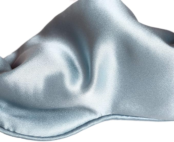 Mulberry Natural Silk Sleep Mask for Women & Men with Elastic Strap, Super Soft Sleeping Eye Mask, Size M, (Blue)