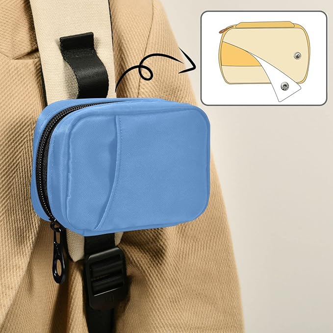 Pill Box 7 Day Pill Case Travel Pill Organizer Bag with Zipper Portable Weekly Case Compact Size for Vitamin Supplement Holder, Solid Color Sky Blue