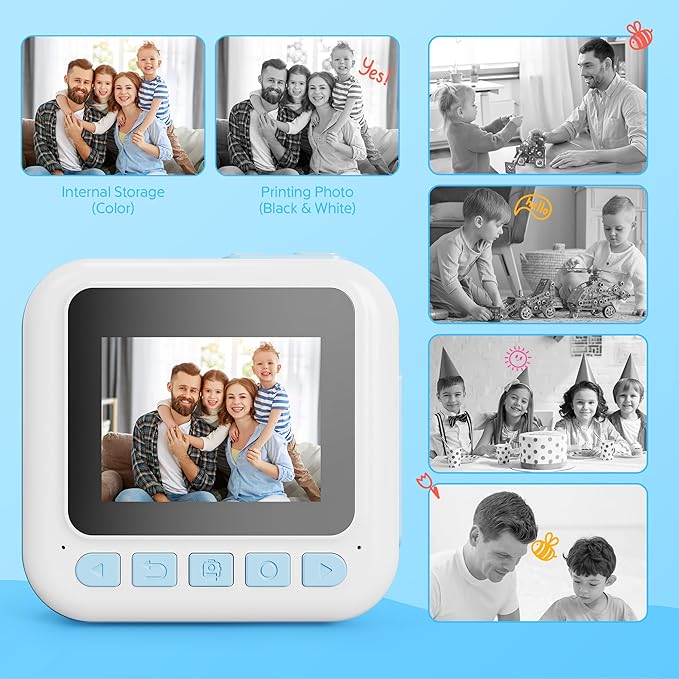 Contixo KC4 Kids Camera Instant Print, Blue 2.4” Screen Children Digital Printing Cameras with 1080P Video, 16X Zoom, 32GB Storage, Toddler Portable Travel Toys for Age 3 Years Up Girls Boys
