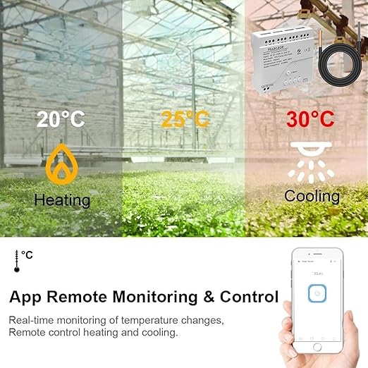 Zigbee 4CH Temperature Monitoring Switch,120V Dry Contact Smart Relay Module,Tuya App Remote Control,with Waterproof Sensor Probe(Tuya Zigbee hub needed)