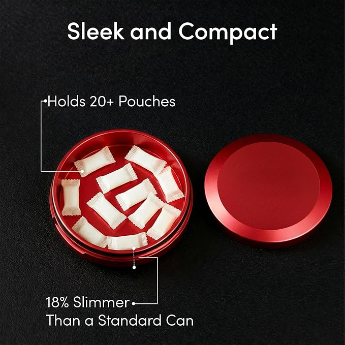 Aluminum Zyn Can – Slim Metal Zyn Container for Pouches & Snus | Core Series | Crimson Red