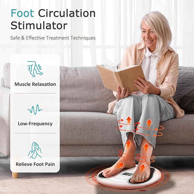 KNQZE Foot Massager for Neuropathy, TENS + EMS Foot Stimulator for Circulation, 10 Modes + 20 Intensities, Wireless Remote, Neuropathy Pain Relief for Feet, Plantar Fasciitis, Gifts for Mom & Dad