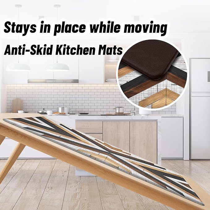 Boho Aztec Kitchen Rugs Mats Set of 2 Anti Fatigue Cushioned Long Kitchen Mats for Floor Rustic Western Kitchen Rugs Farmhouse Style Non Slip Waterproof Comfort Standing Mat for Sink Laundry