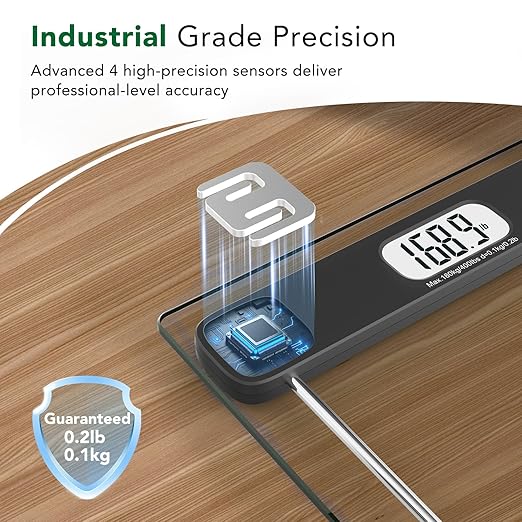Scale for Body Weight, Accurate Bathroom Scales, Digital Weighing Machine for People, 400lb Capacity, LCD Display, Step-On Technology, Tempered Glass, Measuring Tape Included