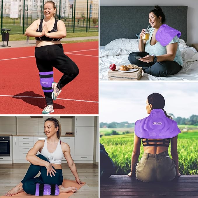 REVIX 20" XXXL Ice Pack for Knee Discomfort and Fatigue, Reusable Extra Large Cold Packs for Relaxation, Knee Replacement Surgery, Promoting Flexibility and Mobility with Cold Therapy, Purple