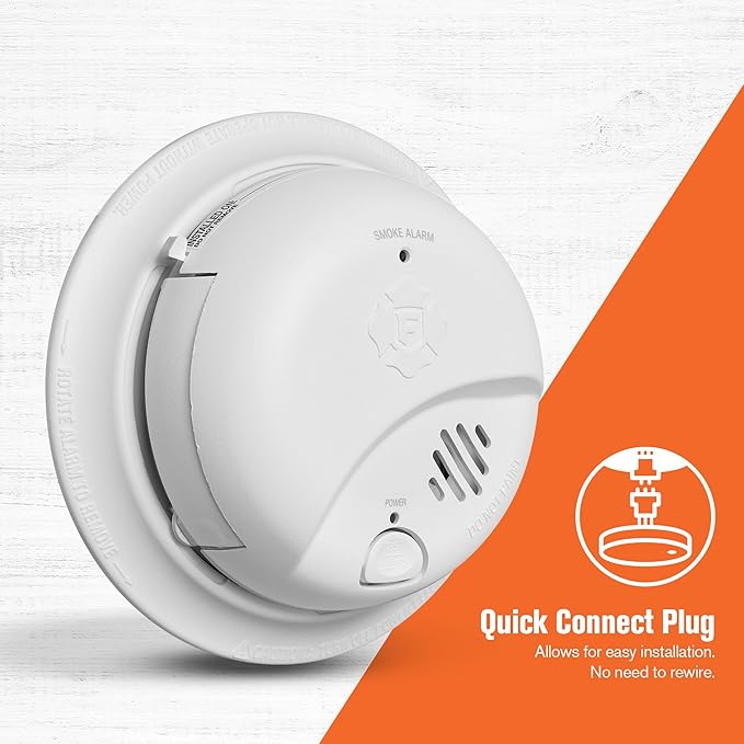 BRK First Alert Smoke Alarm, Interconnect Hardwire Detector with Battery Backup, SMI100-AC, 3-Pack