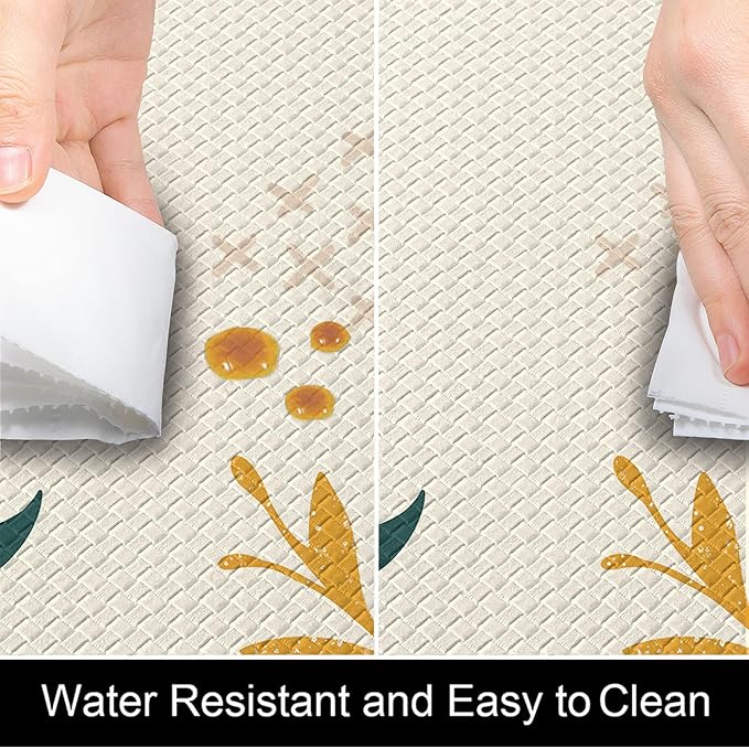Boho Kitchen Rug Mats for Floor Cushioned Anti Fatigue Green Kitchen Rugs Sets of 2 Botanical Non Slip Waterproof Comfort Memory Foam Standing Floor Mat for Office Laundry Sink Desk