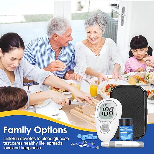 G-425-3 Blood Glucose Monitor Kit, 100 Test Strips, 100 Lancets, 1 Blood Sugar Monitor, 1 Control Solution, 1 Lancing Device, Diabetes Testing Kit, No Coding, Large Display, Glucometer for Home Use