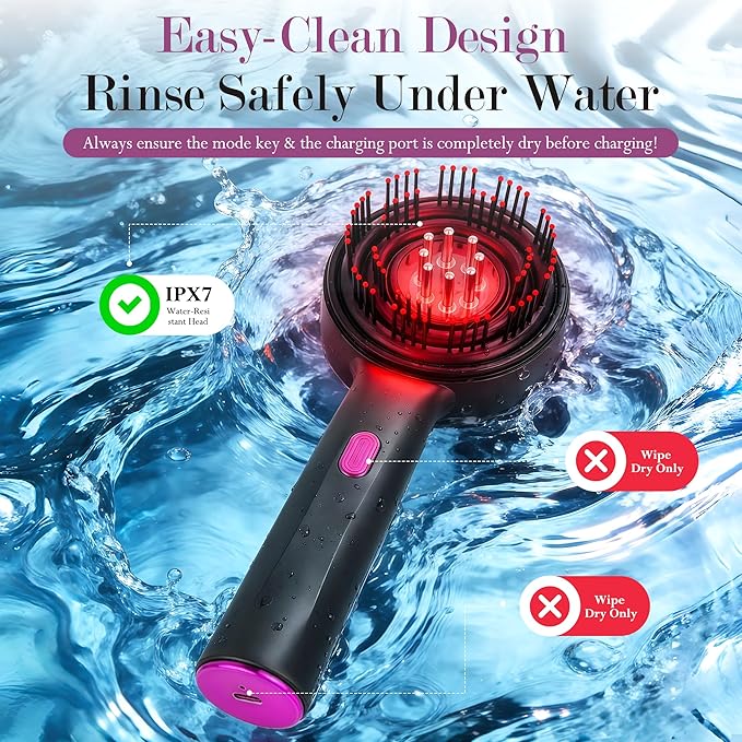 3-in-1 Rechargeable Scalp Massager Hair Growth Oil Applicator, Gentle Scratching & Kneading, IPX7 Waterproof, Electric Head Massage Tool for Home Spa, Portable Scalp Brush for All Hair Types