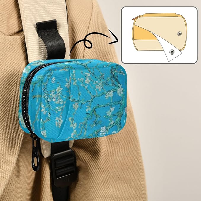 Van Gogh Almond Blossoms Blue Travel Pill Organizer Weekly Small (Cute) Pill Box 7 Day Pill Case Vitamin Holder Pill Bottle Organizer