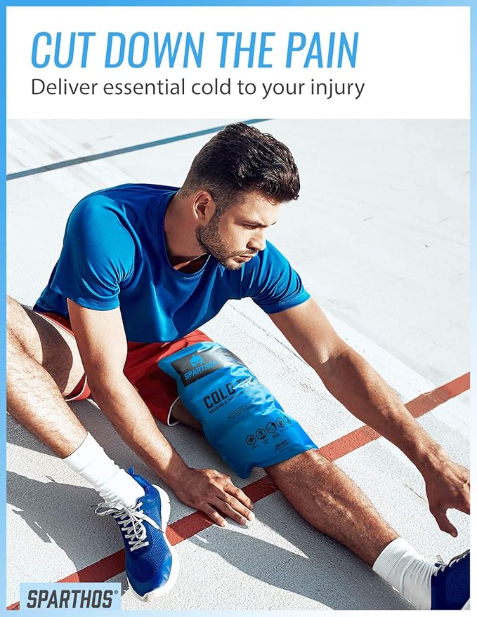Sparthos Ice Packs for Injuries - Reusable Soft Gel Hot Cold Icepack - Medical First Aid Pain Relief Injury - Bag Flexible Pack - Instant Icing Compress Therapy - Fits Thigh, Back (Large, Pack of 1)