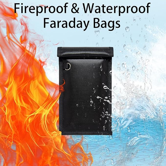 yaokvide Faraday Bags for Phones & Car Keys, Fireproof & Waterproof Faraday Key Fob Protector, Anti-Theft Signal Blocker Pouch