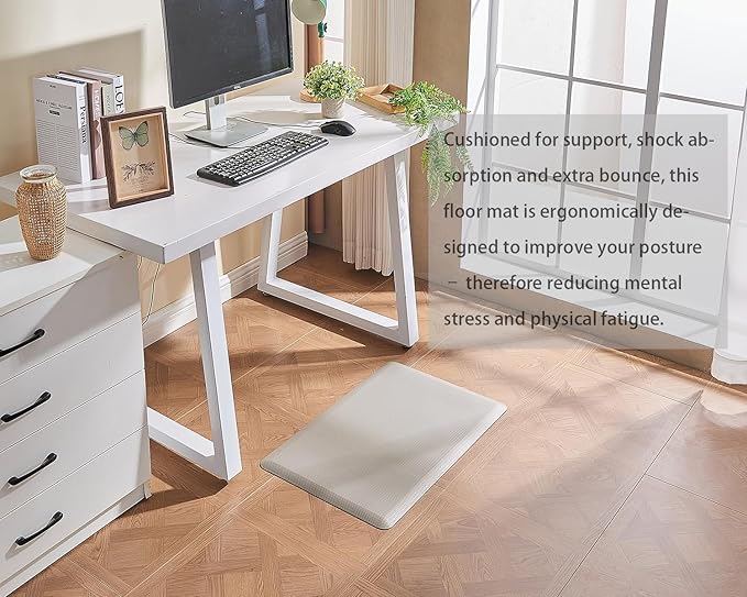 Anti Fatigue Kitchen Mat - Cushioned Non-Slip Waterproof Ergonomic Comfort Standing Mat for Kitchen, Sink, Laundry, Home & Office (Beige, 17.3"x28")