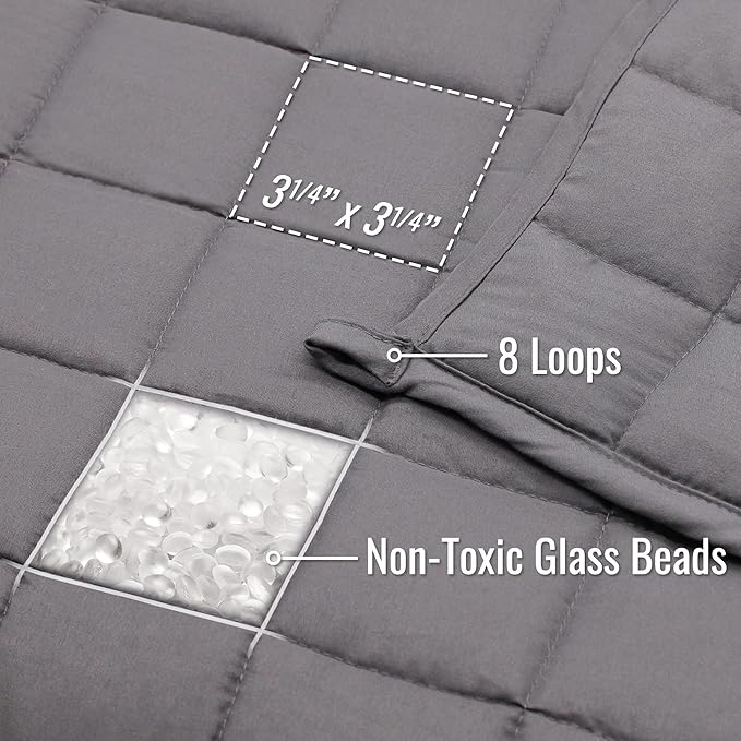 DMI Microfiber Weighted Blanket Queen Size | 17 lb Heavy Blanket | 80" x 60" Breathable | Soft Microfiber with Glass Beads | Grey