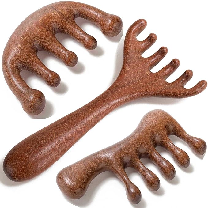 Wooden Scalp Massager, Foot Massage Tool, Scalp Massager Hair Growth - Sandalwood