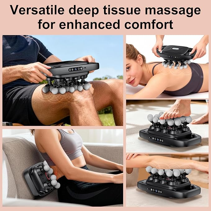 Massage Gun Deep Tissue for Back, Shoulder and Neck Pain Relief, Powerful Shoulders, Back Massager, Legs, Foot Massager & Full Body Muscle Recovery with 20 Massage Heads, 3 Modes & 30 Speed