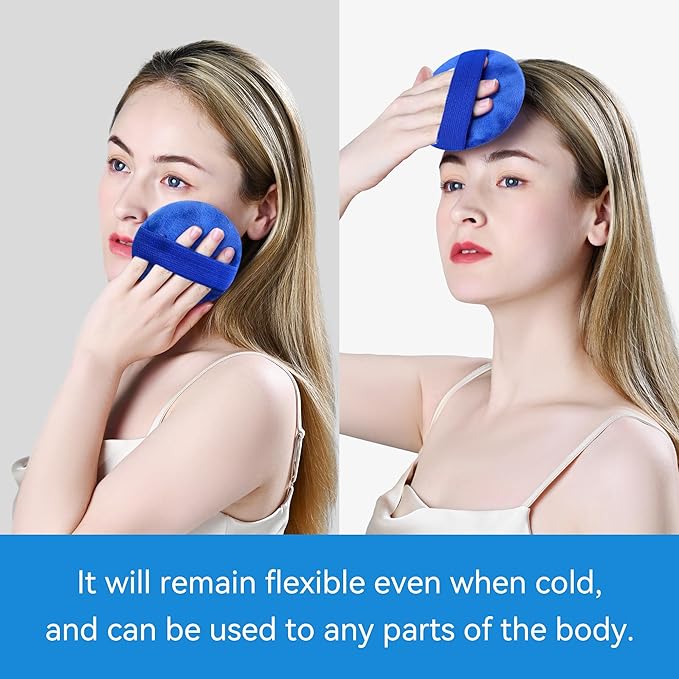 samply Small Gel Ice Packs for Boo Boos, Cold Packs for Injuries Reusable Pain Relief, Headaches and Toothaches,Eyes, Face, 4 Pack Mini Round Ice Packs with 2 Covers for Cold Compress
