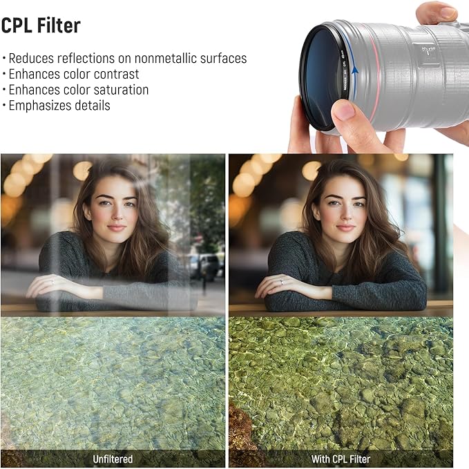 NEEWER 49mm UV CPL ND Lens Filter Kit, UV Protection + Circular Polarizing + Neutral Density (ND8) Camera Lens Filter Set with Multicoated Optical Glass, Slim Frame & Upgraded Foldable Storage Case