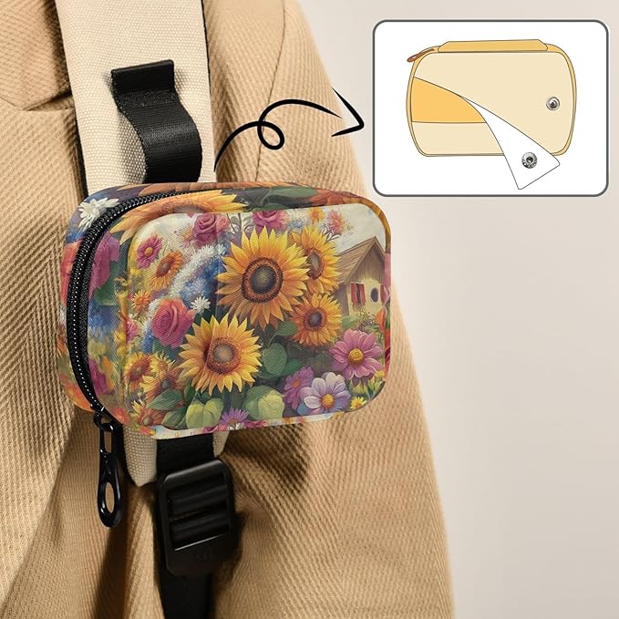 Travel Pill Case Colorful Spring Sunflower and Rose Weekly Small Pill Box 7 Day Pill Box Pill Organizer Bag