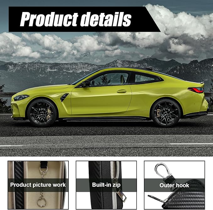 Faraday Key Fob Protector Box, Carbon Fiber Car Key Shielding Bag for RFID Signal Blockingr, Anti-Theft Auto Key Holder with Zipper, Universal Key Fob Protector for Men Women