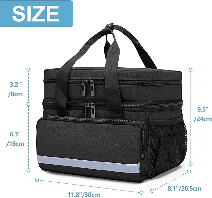 CURMIO Double Layers Pill Bottle Organizer Bag Empty, Medicine Organizer Storage Case with Lockable Zippers, Medication Travel Bag for Prescription Bottles, Medical Supplies, Black (Patent Design)
