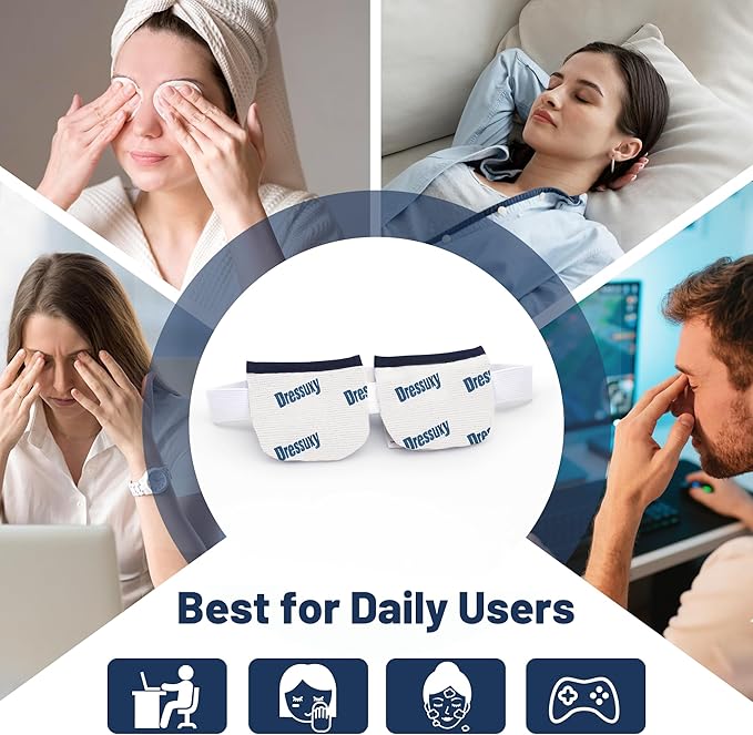 Heated Eye Mask & Microwavable Eye Compress | Gentle Steam Heat for Eye Comfort 1pc Cotton White