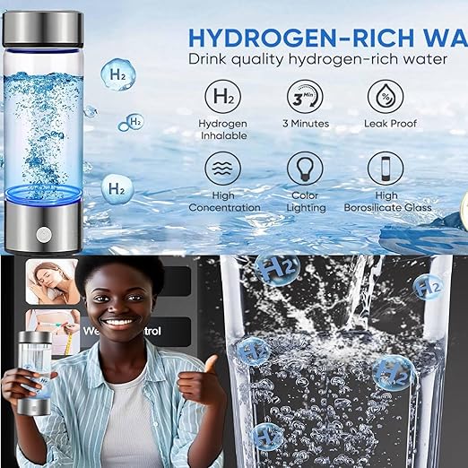 Hydrogen Water Bottle, Portable Hydrogen Water Bottle Generator with SPE PEM Technology Water Ionizer, Hydrogen Water Machine Improve Water for Home, Office, Travel, Exercise