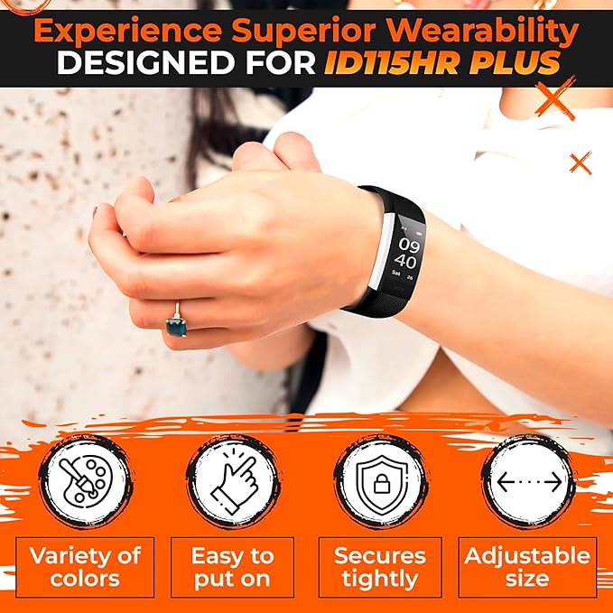 Reluen 2-Pack Bands Compatible with ID115Plus HR — Adjustable Silicone Wrist Straps