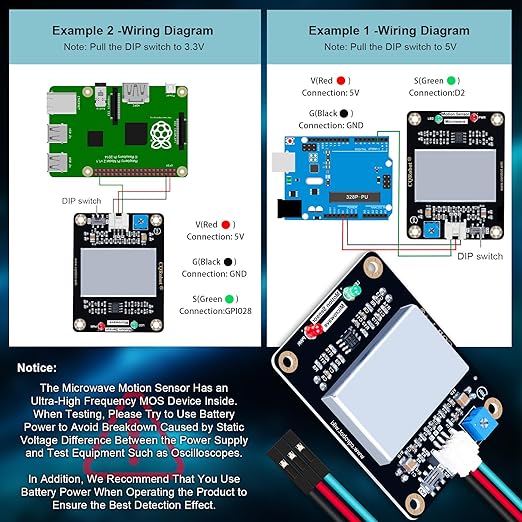 CQRobot 10.525GHz Doppler Effect Microwave Motion Sensor Compatible with Raspberry Pi and Arduino Motherboard. for Industrial, Measurement, Automatic Doors, Smart Lights, Reversing Radar, etc.