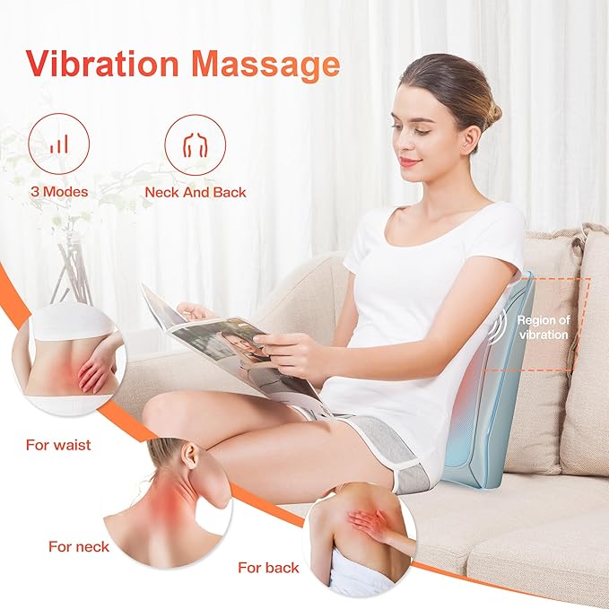 COMFIER Shiatsu Back Massager with Heat, Deep Kneading Neck & Back Massager, Adjustable Intensity Heated Massage Pillow for Shoulder, Lower Back, Lumbar, Gift for Men & Women