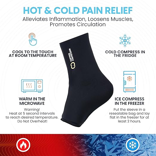 CopperFreeze™ Ankle Sleeve by Copper Compression – Hot & Cold Therapy Support for Ankle Pain, Swelling, Sprains, Plantar Fasciitis, and Injury Recovery – 360° Copper Infused Relief for Foot & Heel – One Size