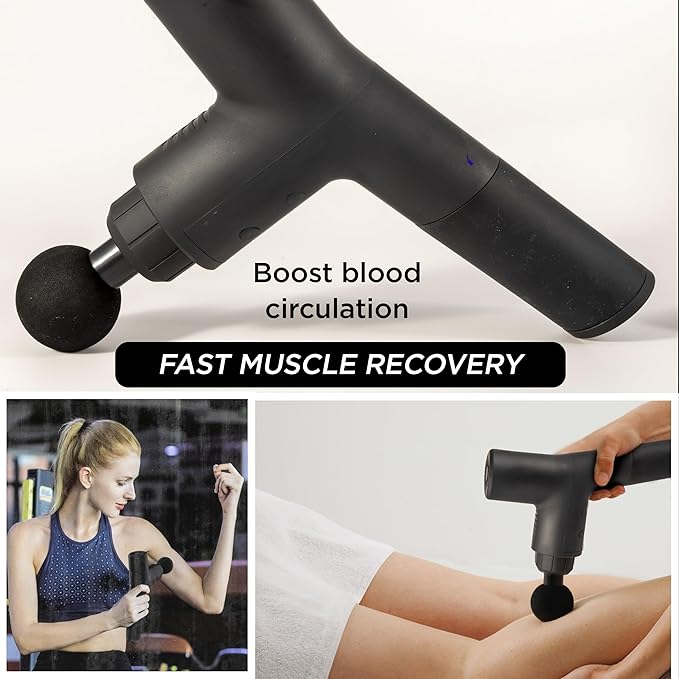 Deep Tissue Muscle Massage Gun | Powerful Handheld Percussion Massager | Back | Neck | Full Body Muscle Recovery | 22 lbs Stall Force | 8 mm Amplitude | 6 Speeds | Quiet | 240 Min Battery