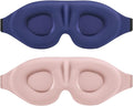 Sleep Eye Mask for Men Women 2 Pack 3D Contoured Cup Sleeping Mask & Blindfold, Concave Molded Night Sleep Mask, Block Out Light, Soft Comfort Eye Shade Cover for Travel Yoga Nap, Pink & Blue