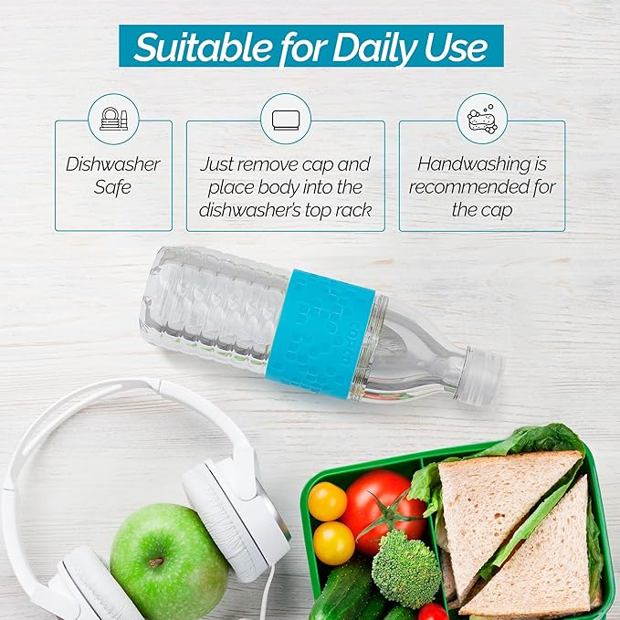 Copco Hydra 16.9 oz Water Bottle – Leak Proof, Tritan Durable, BPA Free, Dishwasher Safe, Twist Open Body for Ice & Easy Cleaning, Silicone Non-Slip Grip, Portable for Gym & Office (Light Blue)