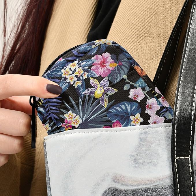 Naanle Pill Organizer Hawaii Palm Leaves Flowers Pill Box 7 Day Pill Case Bag Travel Pill Organizer Bag with Zipper Portable Weekly Case Compact Size for Vitamin Supplement Holder