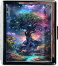 Cute Travel Pill Box Organizer with 8 Compartments - Compact and Fashionable Pill Case with Mirror - Ideal for Medications (Cosmic Tree)