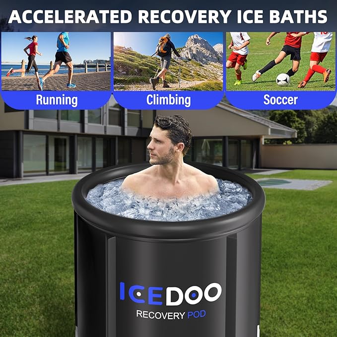 Upgrade XL Ice Bath Tub for Athletes, 119 Gallons Hot & Cold Plunge Tub with Cover for Recovery, Cold Water Therapy, Multiple Layered Portable Hot Tubs for for Home, Gym & Outdoor