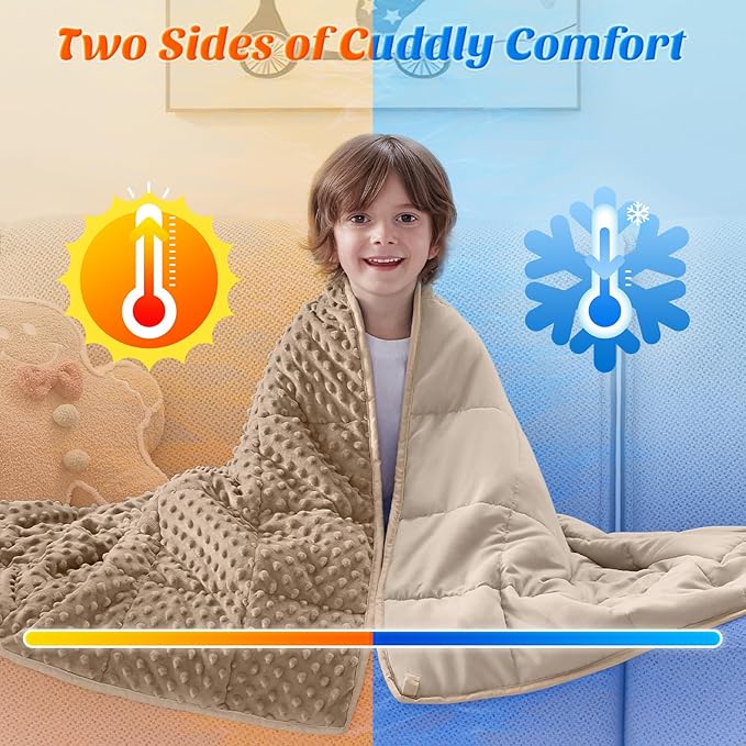 anfie Weighted Blanket Kids(40"x60" 5lbs) Weighted Blanket Cooling Blanket for Sleeping,Throw Size Breathable Blanket with Premium Glass Bead(Khakil)