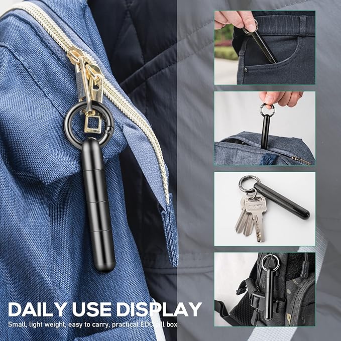 Titanium Black Keychain Pill Case+TISUR Grey Keychain Pill Case