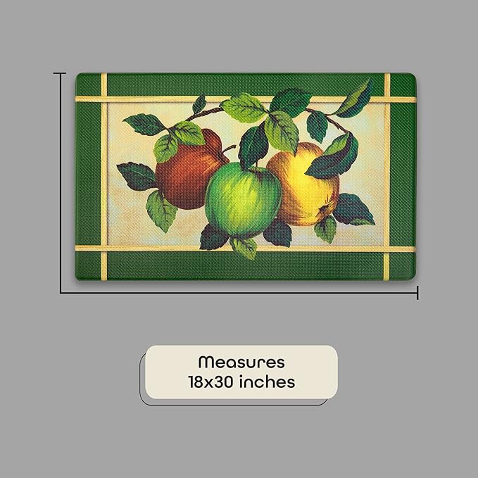 Anti-Fatigue Floor Comfort Mat - 18 x 30 Inch (Apple Orchard) - Waterproof Non-Slip Rug - Easy to Clean Cushioned Mat for Kitchen, Bathroom, Standing Desk & Office - Achim Home Decor Multi Color