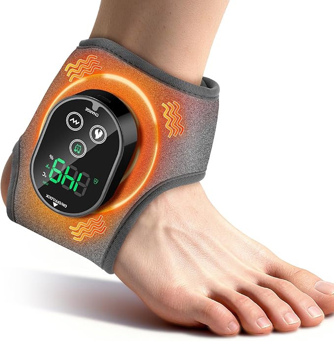 Cordless Neuropathy Foot Massager, Rechargeable Ankle Heating Pad for Pain Relief, Foot and Ankle Massage for Circulation, Suitable for Reduce Fatigue and Plantar Fasciitis, Travel & Home Use